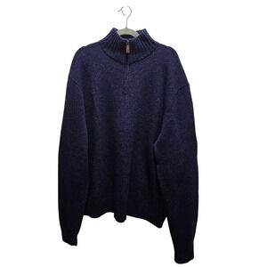 Polo Ralph Lauren Men's 100% Lambswool Quarter Zip Sweater Navy Blue XXL